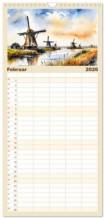 Produktbild: Familienplaner 2026 - Zauberhafte Niederlande mit 5 Spalten (Wandkalender, 21 x 45 cm) CALVENDO