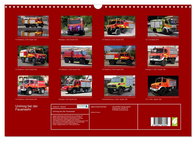 Produktbild: Unimog bei der Feuerwehr (Wandkalender 2026 DIN A3 quer), CALVENDO Monatskalender