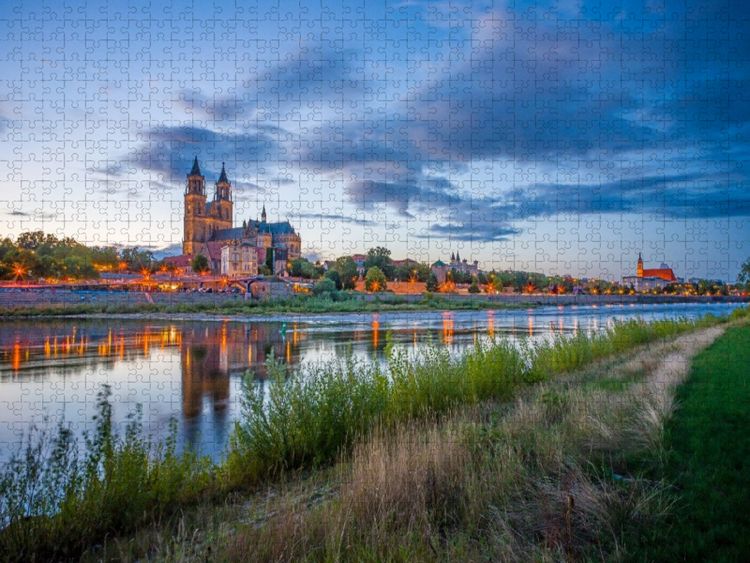 Produktbild: CALVENDO Puzzle Blick &uuml;ber die Elbe zum Magdeburger Dom | 1000 Teile Lege-Gr&ouml;&szlig;e 64x48cm Foto-Puzzle f&uuml;r gl&uuml;ckliche Stunden