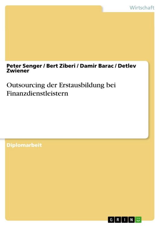 Produktbild: Outsourcing der Erstausbildung bei Finanzdienstleistern