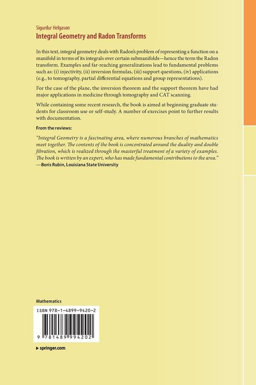 Produktbild: Integral Geometry and Radon Transforms