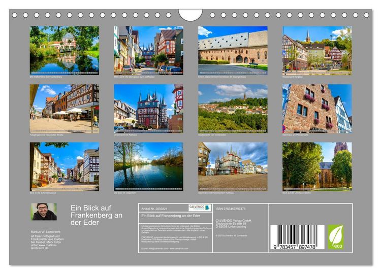 Produktbild: Ein Blick auf Frankenberg an der Eder (Wandkalender 2026 DIN A4 quer), CALVENDO Monatskalender