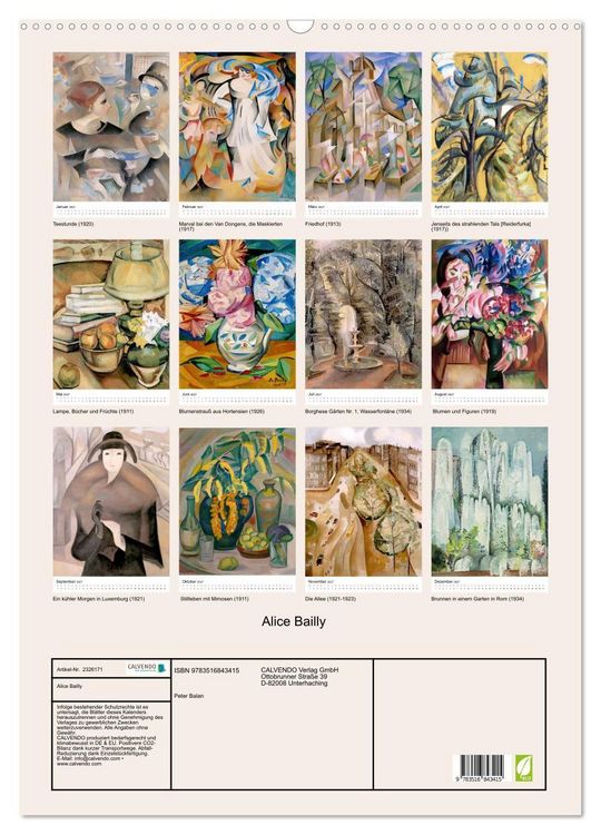 Produktbild: Alice Bailly (Wandkalender 2027 DIN A2 hoch), CALVENDO Monatskalender