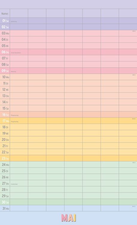 Produktbild: Megaplaner 2027 mit 7 Spalten