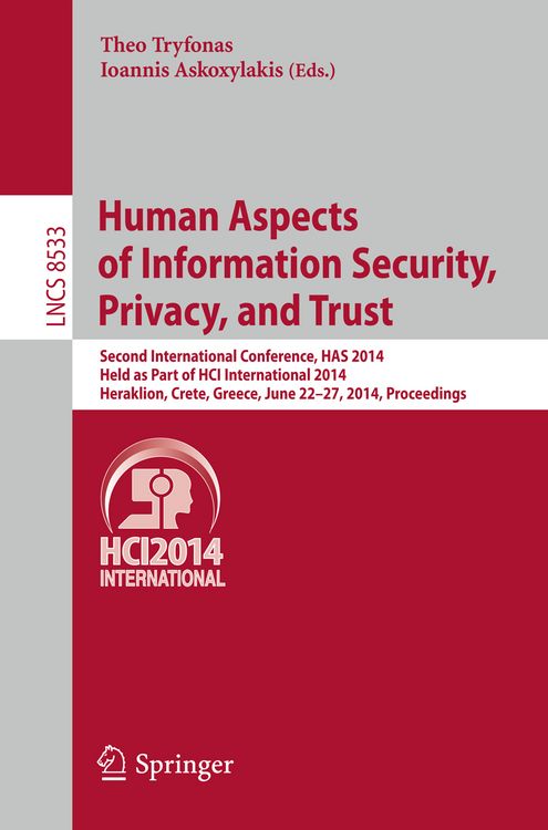 Produktbild: Human Aspects of Information Security, Privacy, and Trust