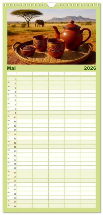 Produktbild: Familienplaner 2026 - Teezeremonien aus aller Welt mit 5 Spalten (Wandkalender, 21 x 45 cm) CALVENDO