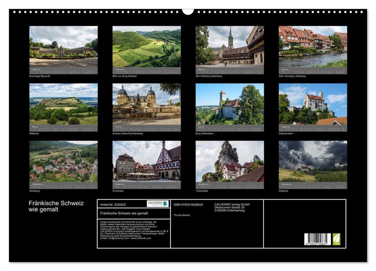 Produktbild: Fr&auml;nkische Schweiz wie gemalt (Wandkalender 2026 DIN A2 quer), CALVENDO Monatskalender