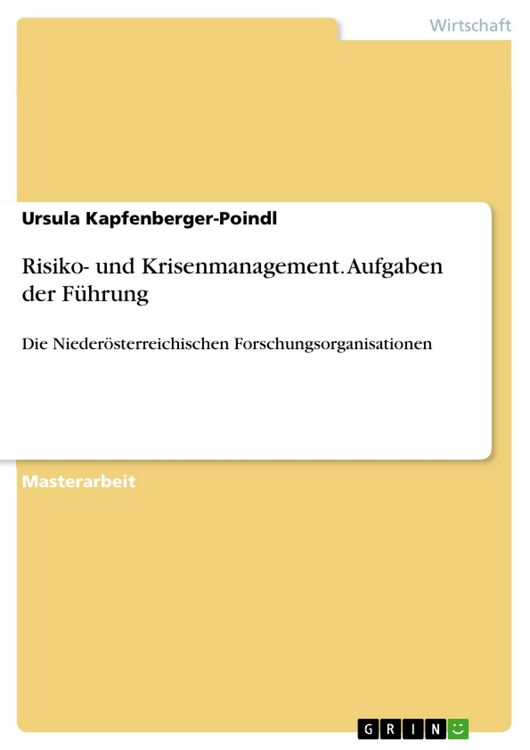 Produktbild: Risiko- und Krisenmanagement. Aufgaben der F&uuml;hrung