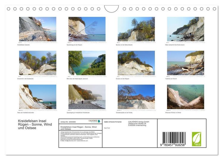 Produktbild: Kreidefelsen Insel R&uuml;gen - Sonne, Wind und Ostsee (Wandkalender 2026 DIN A4 quer), CALVENDO Monatskalender