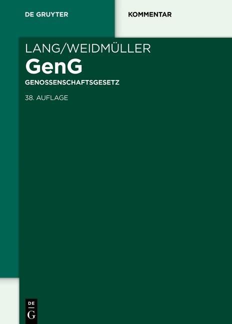 Produktbild: Lang/Weidm&uuml;ller Genossenschaftsgesetz