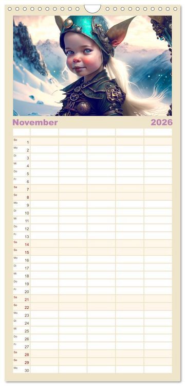 Produktbild: Familienplaner 2026 - Elfen Kinder - Die zauberhafte Welt der kleinen Elfen mit 5 Spalten (Wandkalender, 21 x 45 cm) CALVENDO