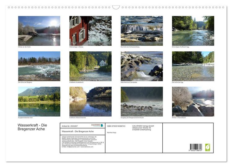 Produktbild: Wasserkraft - Die Bregenzer Ache (Wandkalender 2026 DIN A2 quer), CALVENDO Monatskalender