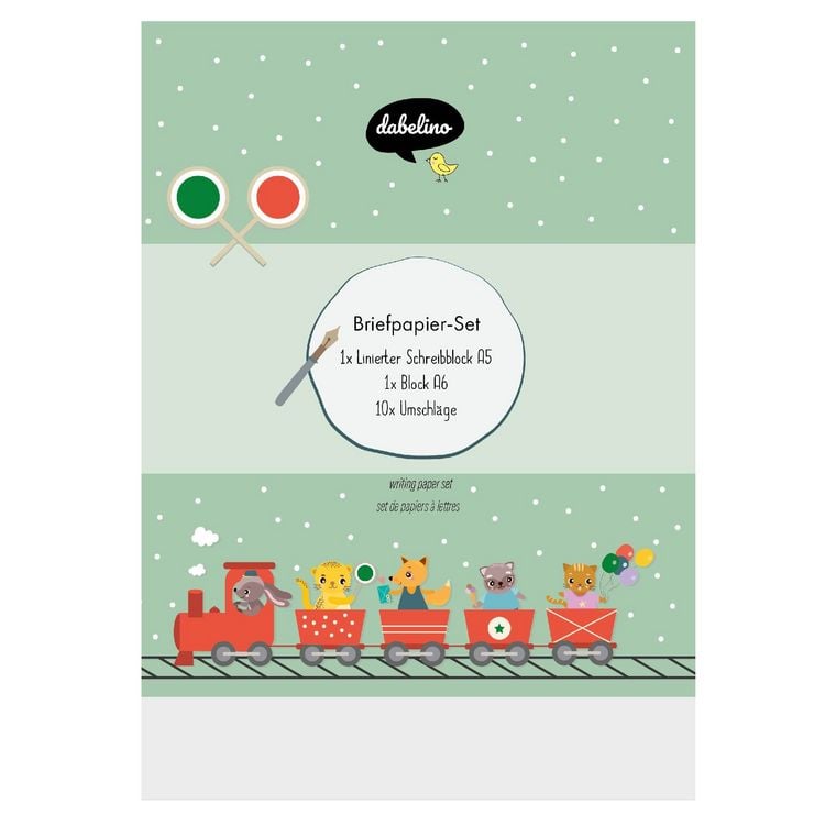 Produktbild: Liniertes Briefpapier-Set f&uuml;r Kinder: Eisenbahn, Zug (f&uuml;r M&auml;dchen und Jungen)