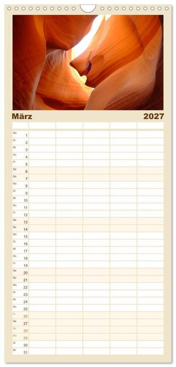 Produktbild: Familienplaner 2027 - Naturwunder und Nationalparks der amerikanischen Westk&uuml;ste mit 5 Spalten (Wandkalender, 21 x 45 cm) CALVENDO