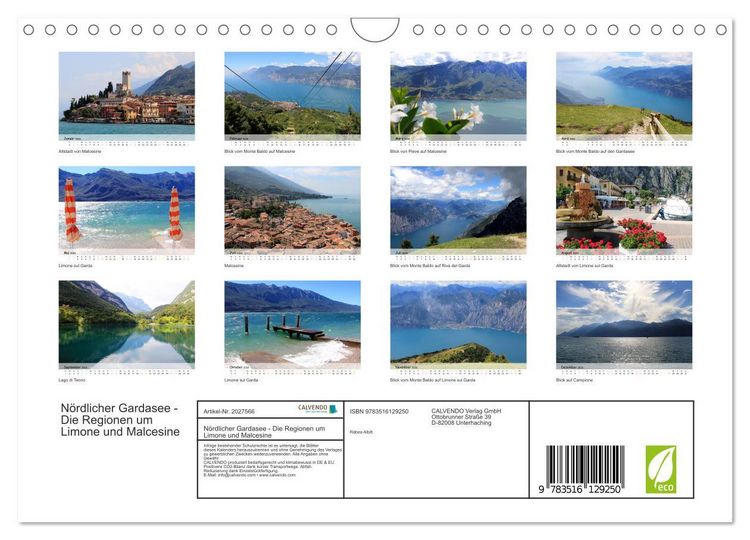 Produktbild: N&ouml;rdlicher Gardasee - Die Regionen um Limone und Malcesine (Wandkalender 2026 DIN A4 quer), CALVENDO Monatskalender