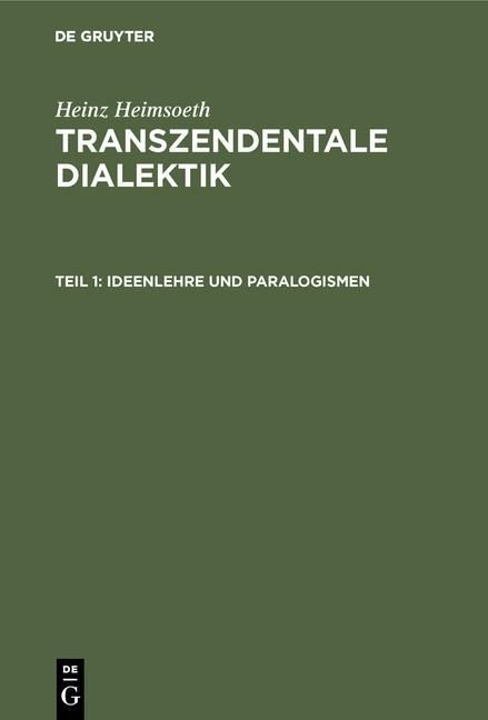 Produktbild: Ideenlehre und Paralogismen
