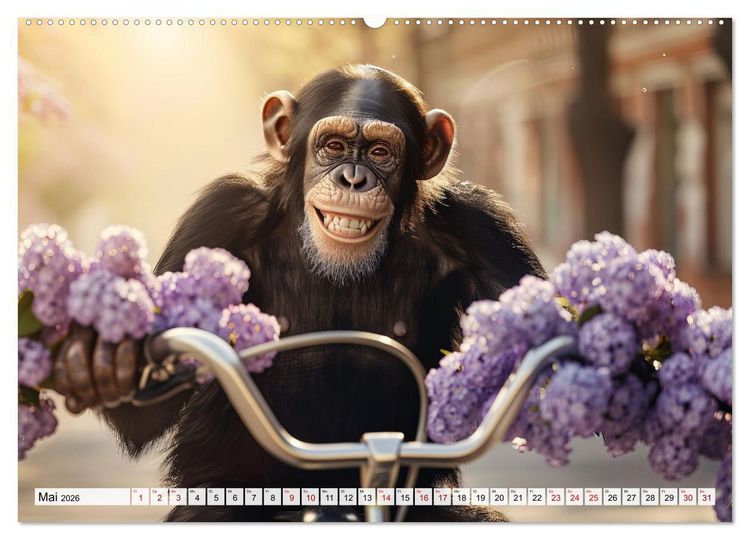 Produktbild: Schimpansen - Ein Jahr mit Menschenaffen. (hochwertiger Premium Wandkalender 2026 DIN A2 quer), Kunstdruck in Hochglanz