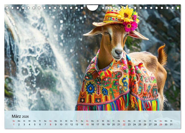 Produktbild: Ziegen im Modezauber. Ein alpiner Fashion-Marathon (Wandkalender 2026 DIN A4 quer), CALVENDO Monatskalender