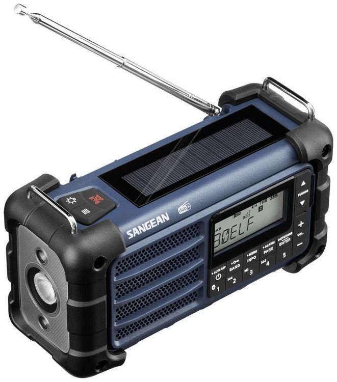 Produktbild: Sangean MMR-99 DAB+ Blue Outdoorradio DAB+, DAB, UKW Notfallradio, Bluetooth&reg; Solarpanel, spritzwassergesch&uuml;tzt, staubdicht, Taschenlampe Blau