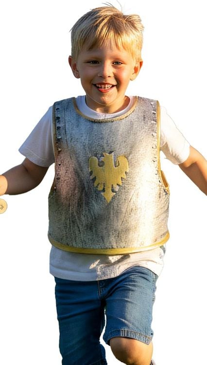 Produktbild: BestSaller 1429 - Kinder-Ritter-Brustpanzer Adler mit Gurten, Silber/Gold, 3231cm