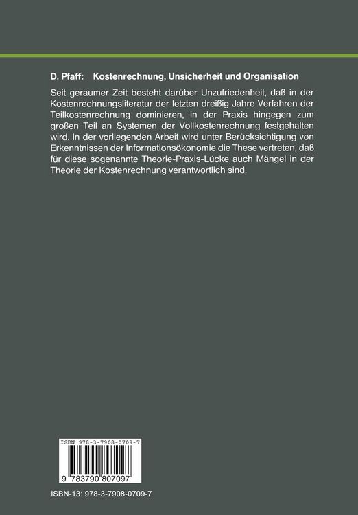 Produktbild: Kostenrechnung, Unsicherheit und Organisation