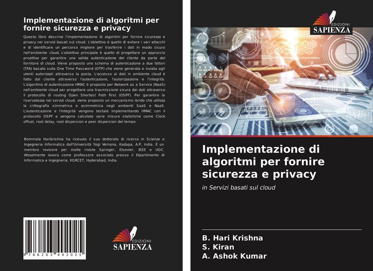 Produktbild: Implementazione di algoritmi per fornire sicurezza e privacy