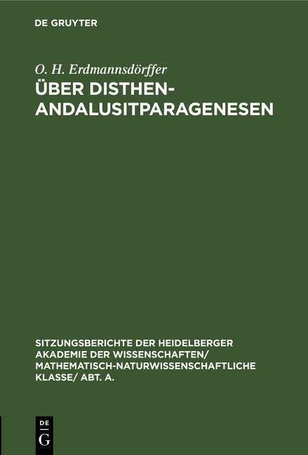 Produktbild: &Uuml;ber Disthen-Andalusitparagenesen