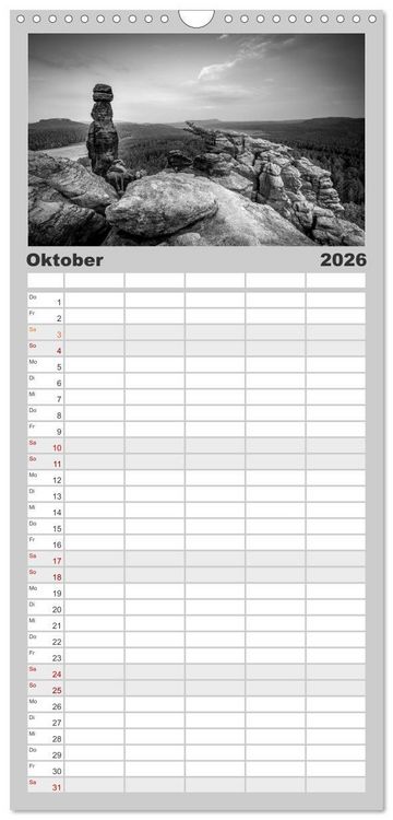 Produktbild: Familienplaner 2026 - Monochrome Wonders mit 5 Spalten (Wandkalender, 21 x 45 cm) CALVENDO