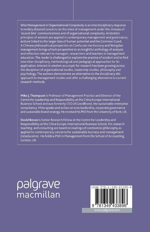 Produktbild: Wise Management in Organisational Complexity