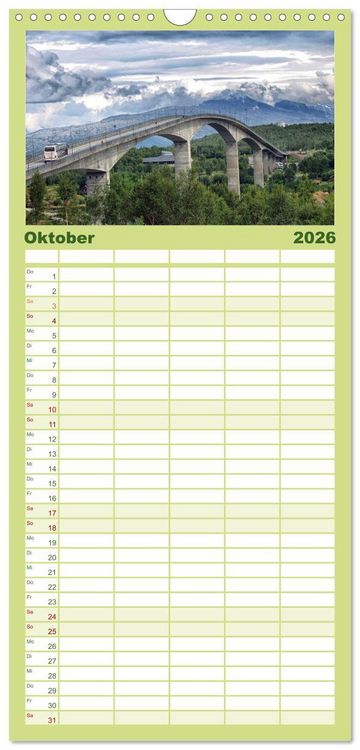 Produktbild: Familienplaner 2026 - Norwegen mit 5 Spalten (Wandkalender, 21 x 45 cm) CALVENDO
