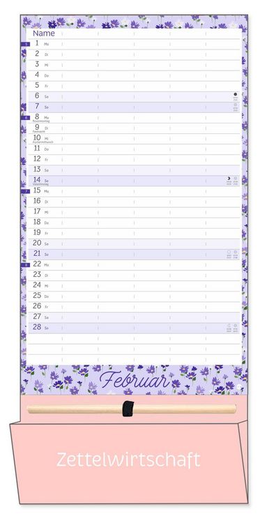 Produktbild: Deko-Familienplaner mit Tasche Flower Time 2027