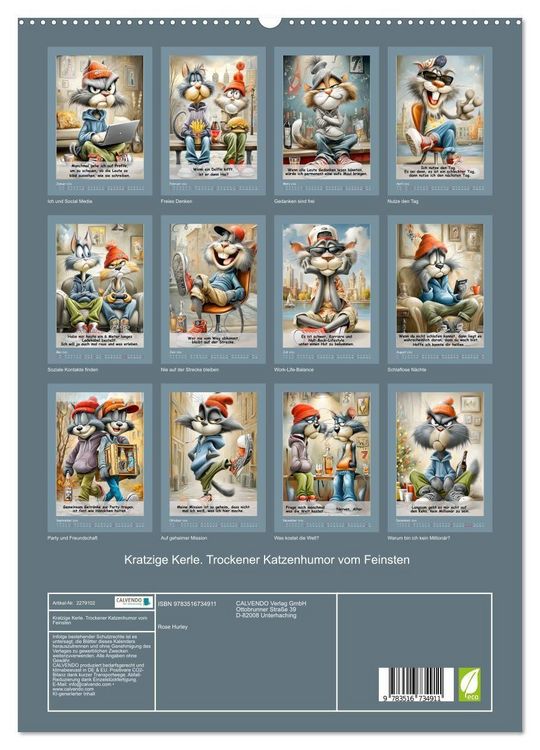Produktbild: Kratzige Kerle. Trockener Katzenhumor vom Feinsten (hochwertiger Premium Wandkalender 2026 DIN A2 hoch), Kunstdruck in Hochglanz