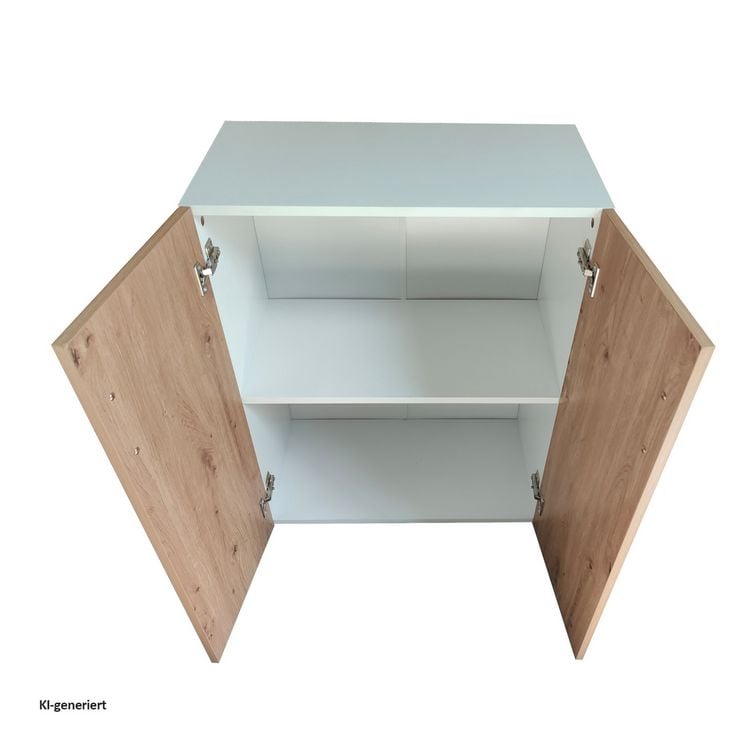 Produktbild: HTI-Living Kommode mit 2 Regalf&auml;chern Nina Wei&szlig;-Artisaneiche