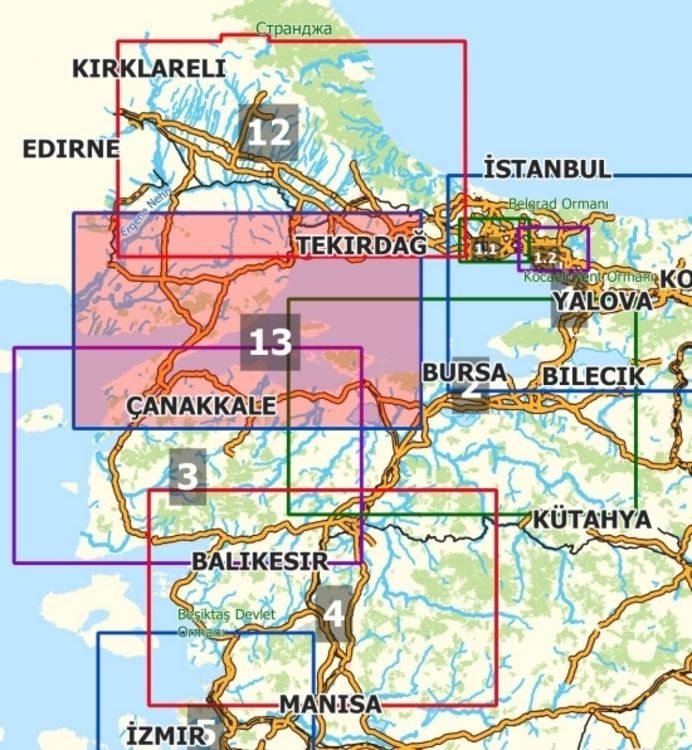 Produktbild: Tekirdag - Topographische Reisekarte 1:250.000 T&uuml;rkei (Blatt 13)