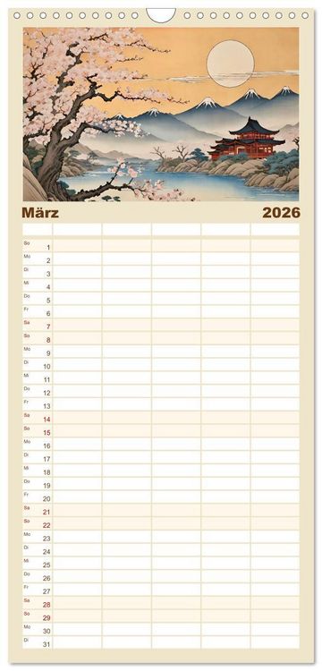 Produktbild: Familienplaner 2026 - Hanami in Japan mit 5 Spalten (Wandkalender, 21 x 45 cm) CALVENDO