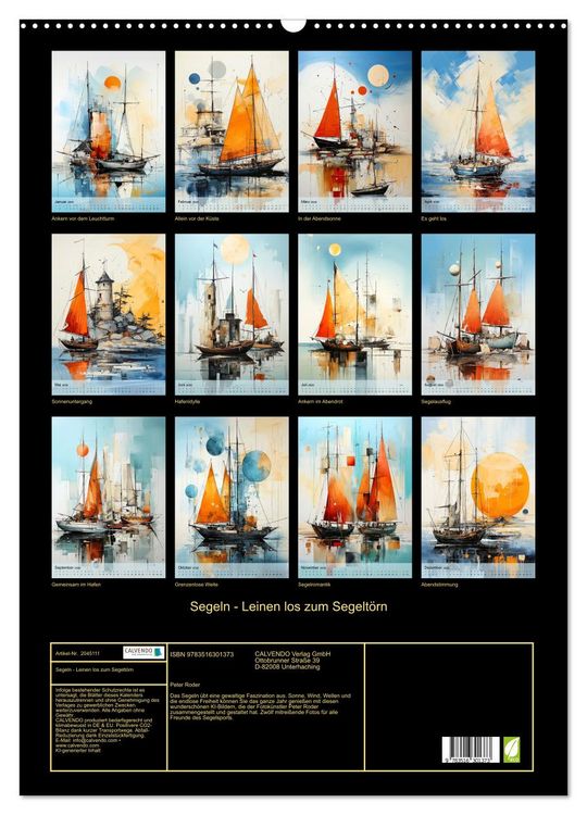 Produktbild: Segeln - Leinen los zum Segelt&ouml;rn (Wandkalender 2026 DIN A2 hoch), CALVENDO Monatskalender