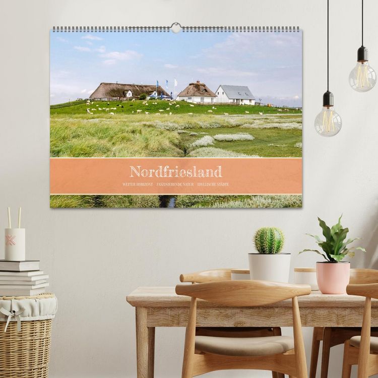 Produktbild: Nordfriesland - weiter Horizont, faszinierende Natur, idyllische St&auml;dte (Wandkalender 2026 DIN A2 quer), CALVENDO Monatskalender