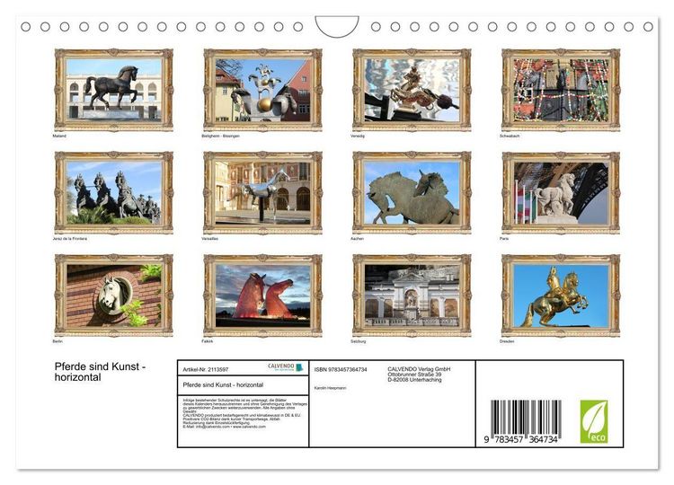 Produktbild: Pferde sind Kunst - horizontal (Wandkalender 2026 DIN A4 quer), CALVENDO Monatskalender