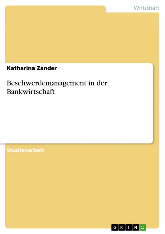 Produktbild: Beschwerdemanagement in der Bankwirtschaft