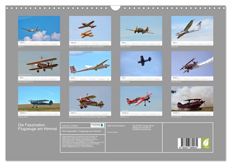 Produktbild: Die Faszination. Flugzeuge am Himmel (Wandkalender 2026 DIN A3 quer), CALVENDO Monatskalender
