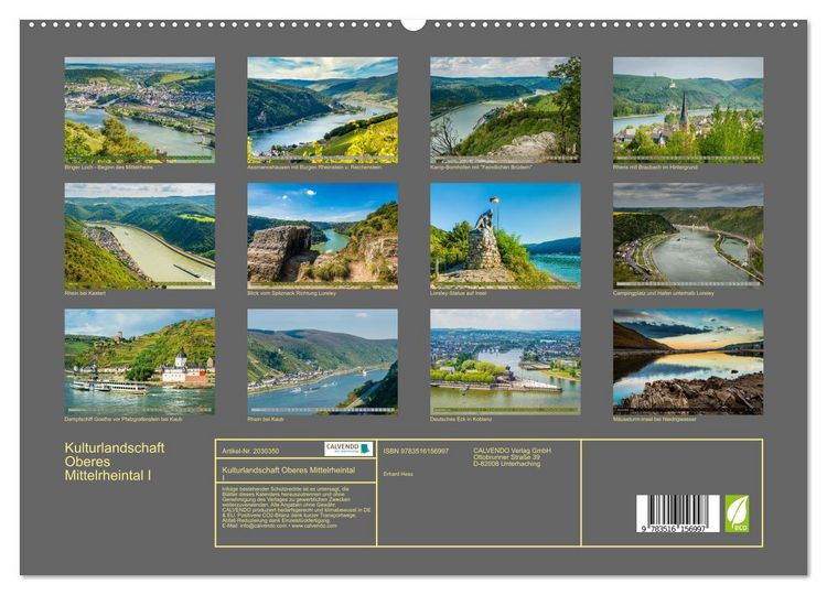 Produktbild: Kulturlandschaft Oberes Mittelrheintal I (hochwertiger Premium Wandkalender 2026 DIN A2 quer), Kunstdruck in Hochglanz