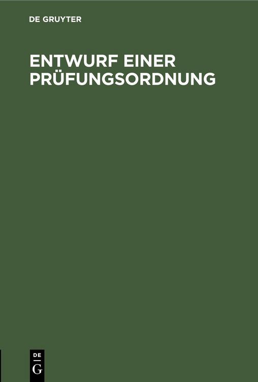 Produktbild: Entwurf einer Pr&uuml;fungsordnung