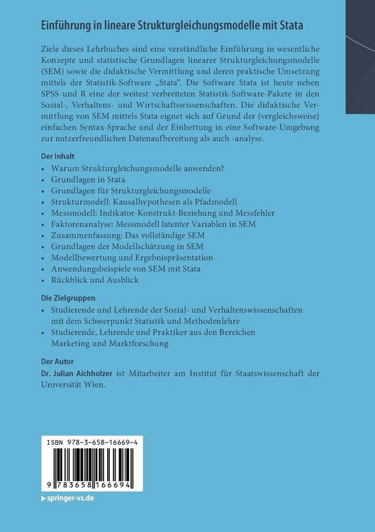 Produktbild: Einf&uuml;hrung in lineare Strukturgleichungsmodelle mit Stata