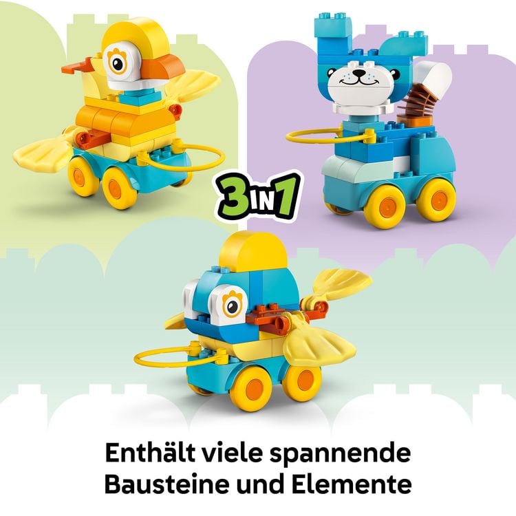 Produktbild: LEGO DUPLO 10448 Town Tiere auf R&auml;dern 3-in-1-Set, Spielzeug ab 2 Jahren