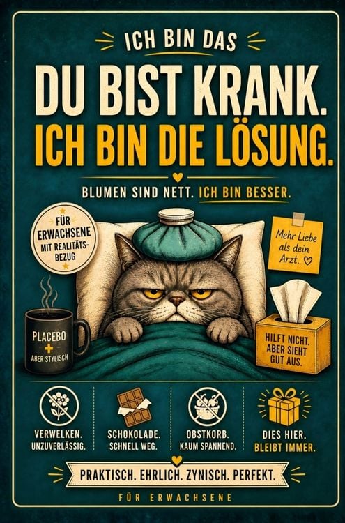 Produktbild: Du bist krank. Ich bin die L&ouml;sung: Witziges Gute-Besserung-Buch nach OP, Krankheit oder Reha.