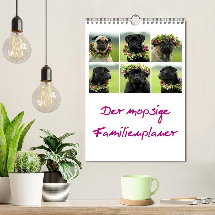 Produktbild: Der mopsige Familienplaner (Wandkalender 2027 DIN A4 hoch), CALVENDO Monatskalender