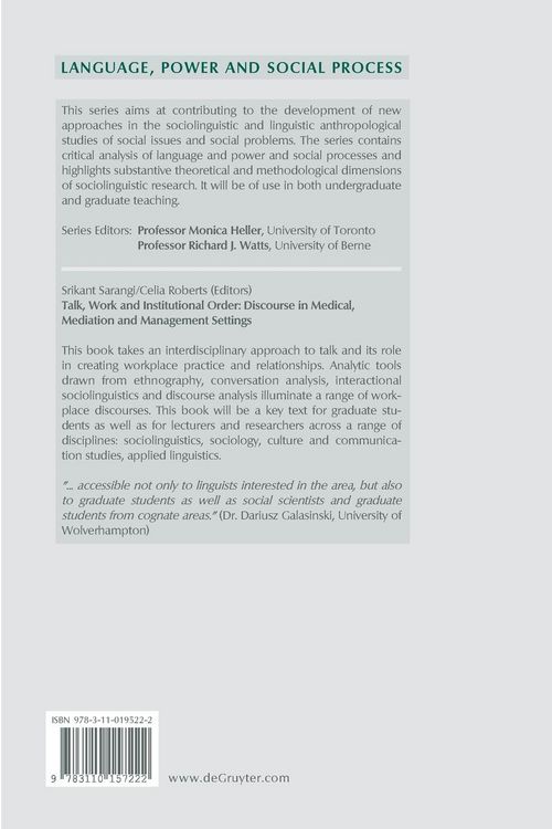 Produktbild: Talk, Work and Institutional Order