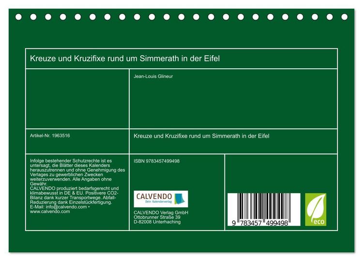 Produktbild: Kreuze und Kruzifixe rund um Simmerath in der Eifel (Tischkalender 2026 DIN A5 quer), CALVENDO Monatskalender