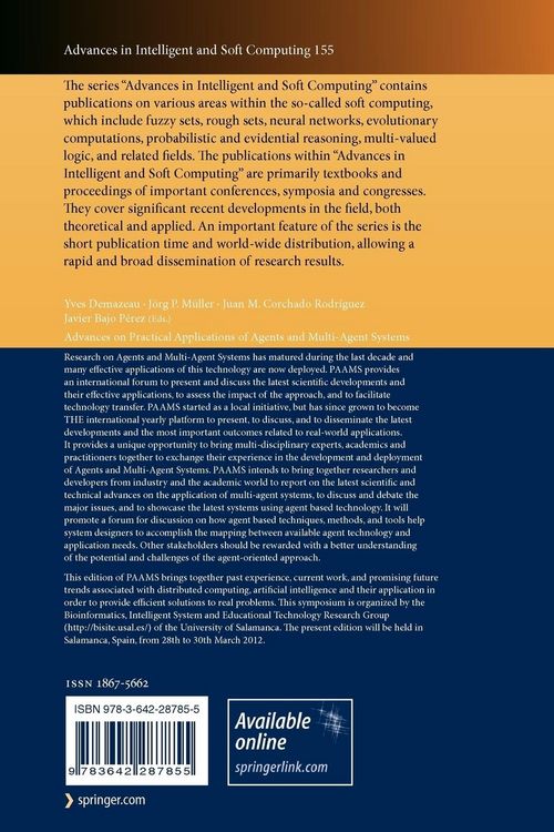 Produktbild: Advances on Practical Applications of Agents and Multi-Agent Systems