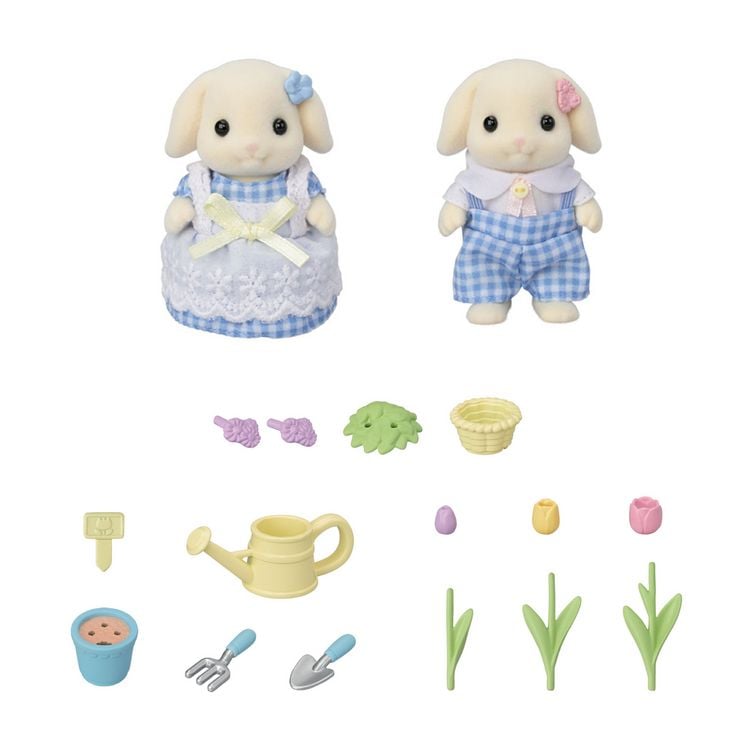 Produktbild: Sylvanian Families 5736 - Blossom Gardening Set, Flora Rabbit Sister & Brother, Blumen- und Garten-Spielset mit Figuren, Spielset